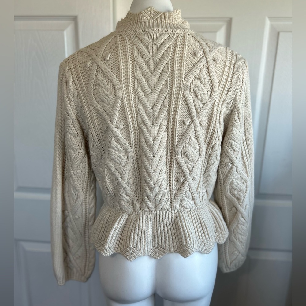 Wishlist Cream Cable Knit Peplum Sweater - Picture 8 of 10